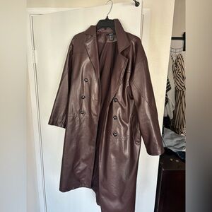Brown Faux Leather Forever 21 Trench